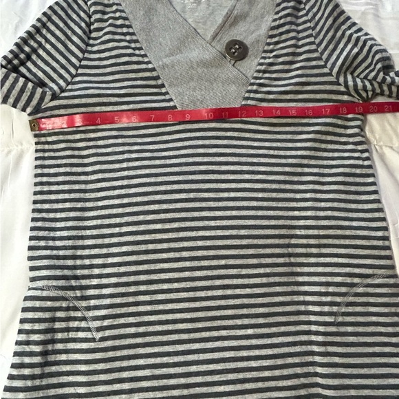 Soft Surroundings Chill Time Jersey Knit Striped Knee Length Sweatshirt Dress-L - Picture 5 of 9